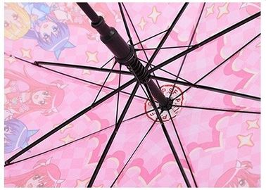 Αυτόματη ρόδινη ομπρέλα 8mm μήκος 70cm παιδιών κοριτσιών άξονων μετάλλων με το πλαστικό φλυτζάνι