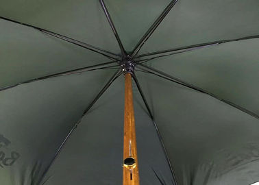 Ξύλινη ομπρέλα λαβών ραβδιών J προσαρμοσμένο σχέδιο λογότυπων μετάλλων 23 ίντσας πλαίσιο