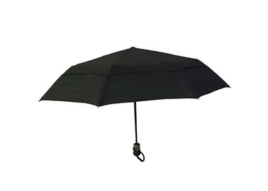 Μαύρο ισχυρό πτυσσόμενο διπλό στρώμα ομπρελών ταξιδιού για το θυελλώδη καιρό