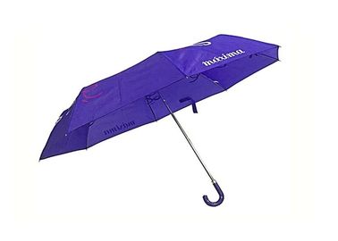 Αδιάβροχη χειρωνακτική ομπρέλα 3 πτυχών, πτυχές επάνω Pongee ομπρελών PU J στη λαβή