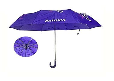 Αδιάβροχη χειρωνακτική ομπρέλα 3 πτυχών, πτυχές επάνω Pongee ομπρελών PU J στη λαβή