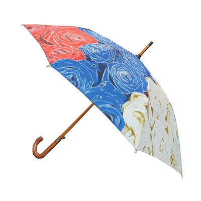 Windproof ευθεία ομπρέλα με την ξύλινη λαβή μορφής J
