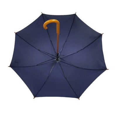 Ημι αυτόματη ξύλινη ισχυρή windproof ομπρέλα λαβών κατ' ευθείαν