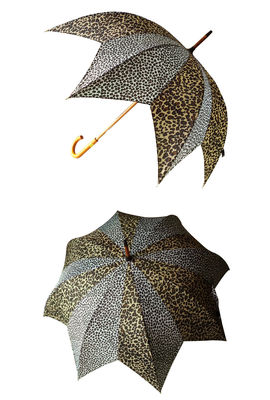 Ξύλινη ομπρέλα αλλαγής χρώματος τυπωμένων υλών λεοπαρδάλεων λαβών J για τις γυναίκες