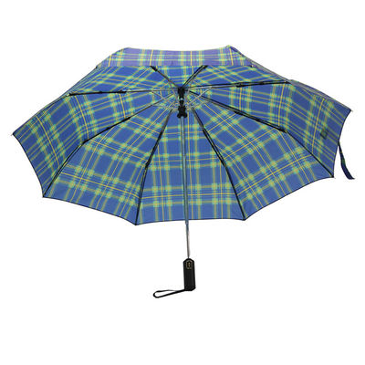 Αυτόματη ανοικτή στενή πράσινη ομπρέλα τρία πλέγματος λωρίδων διπλώνοντας ομπρέλα για τα άτομα