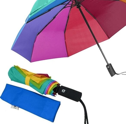 SGS αυτόματη ανοικτή και κλειστή ομπρέλα χρώματος ουράνιων τόξων πλευρών φίμπεργκλας