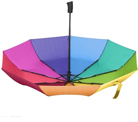 SGS αυτόματη ανοικτή και κλειστή ομπρέλα χρώματος ουράνιων τόξων πλευρών φίμπεργκλας