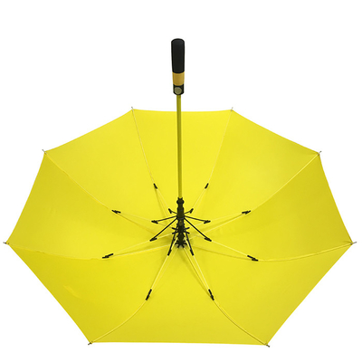 Κίτρινη Pongee άξονων φίμπεργκλας χρώματος μεγάλη ομπρέλα γκολφ μεγέθους για τα άτομα