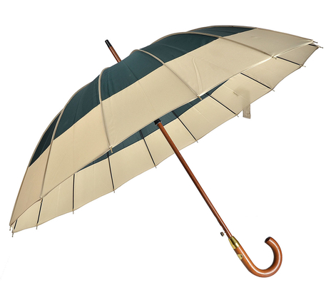 Pongee άξονων RPET 16 πλευρών ξύλινη αυτόματη ανοικτή ομπρέλα