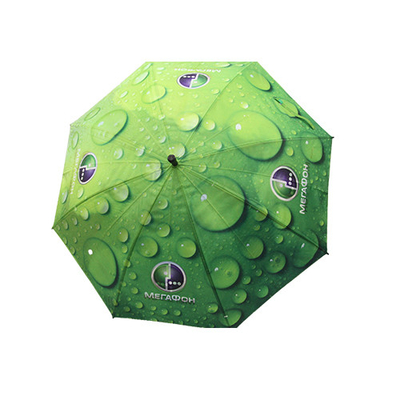 Πράσινη ευθεία ομπρέλα σταγόνων βροχής με τον άξονα μετάλλων 8mm