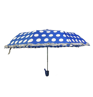 SGS ομπρέλα σημείων γυναικείου αυτόματη ανοικτή πολυεστέρα 190T με Ruffle την άκρη