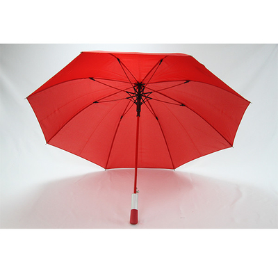 Pongee άξονων μετάλλων 8mm κόκκινη ομπρέλα με την εκτύπωση λογότυπων συνήθειας