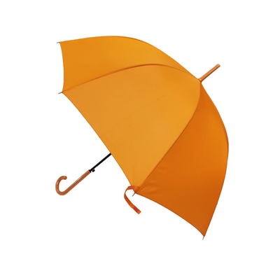 Pongee αυτόματο πορτοκαλί χρώμα ομπρελών γυναικείας βροχής πλαισίων μετάλλων υφάσματος