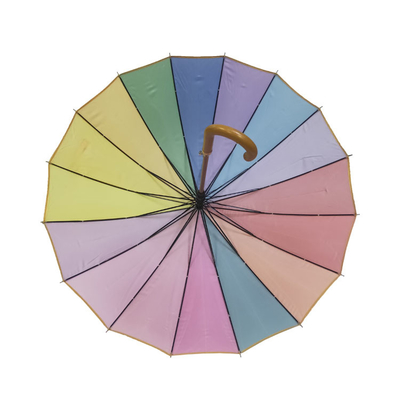 16 χρωμάτων ουράνιων τόξων ξύλινη λαβή άξονων ομπρελών ξύλινη