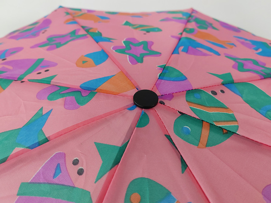 Εγχειρίδιο Ανοιχτή 3 Πλαστική ομπρέλα Αδιάβροχη Ροζ χρώμα