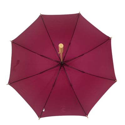 Windproof Burgandy Golf Parasol Compact Golf Raincoat With Bamboo Handle