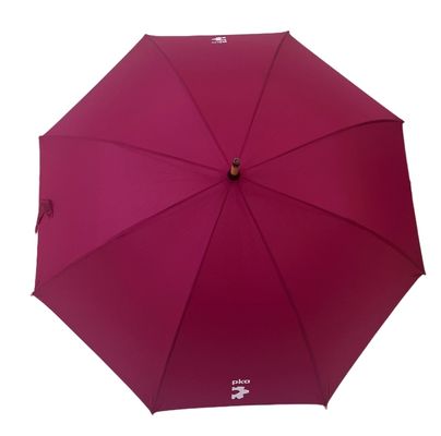 Windproof Burgandy Golf Parasol Compact Golf Raincoat With Bamboo Handle