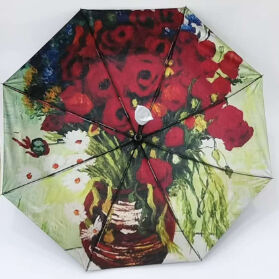 Ομπρέλα ταξιδίου αυτόματη 3-πτυχη με προστασία UV και αυτόματο άνοιγμα/κλείσιμο (21 ίντσες-8k) με έργα τέχνης του Vincent Van Gogh