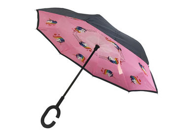 Ρόδινη μικρή αντιστροφή λαστιχένια λαβή Unicon ομπρελών που τυπώνεται για τα παιδιά
