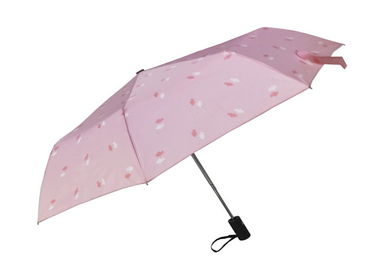 Αδιάβροχη αυτόματη ομπρέλα 3 ταξιδιού διπλώνοντας Pongee λαστιχένια λαβή Caoted