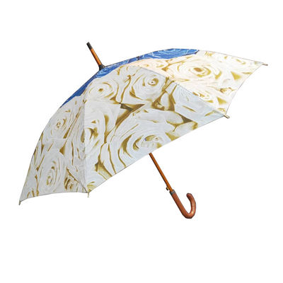 Windproof ευθεία ομπρέλα με την ξύλινη λαβή μορφής J