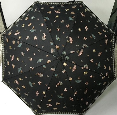 190T Pongee χειρωνακτική ανοικτή ξύλινη ομπρέλα άξονων με την πλήρη εκτύπωση χρώματος