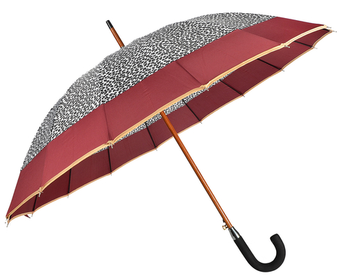 Pongee άξονων RPET 16 πλευρών ξύλινη αυτόματη ανοικτή ομπρέλα