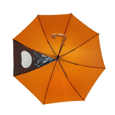 Pongee αυτόματο πορτοκαλί χρώμα ομπρελών γυναικείας βροχής πλαισίων μετάλλων υφάσματος